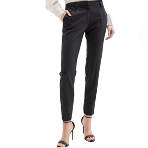 SZ4 Nili Lotan Wool Leo Black Tailored Slim Fit Trousers with Zipper Hems